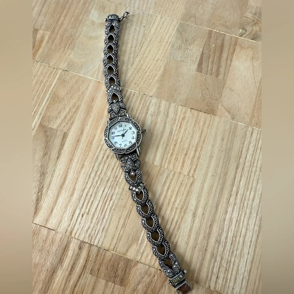 Art deco Judith Jack Sterling 925 silver marcasite watch NEW BATTERY